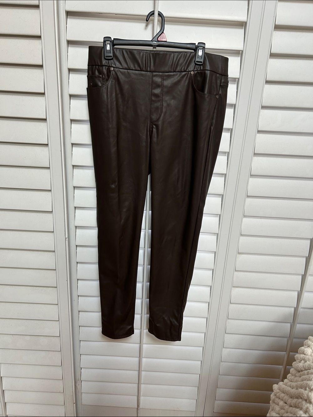 Gloria Vanderbilt Faux Leather Skinny Jeans - Dark Brown